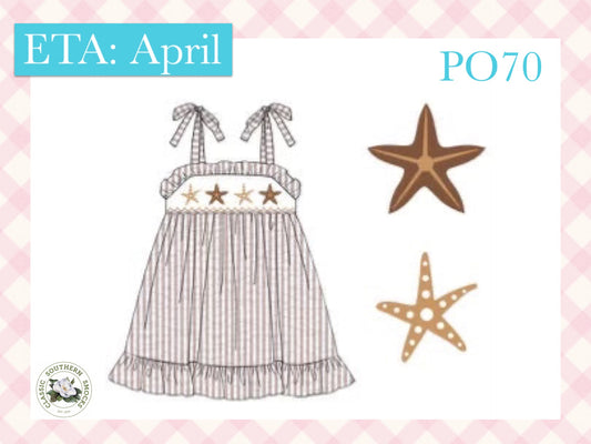 PO70 Seersucker Starfish Smocked Dress