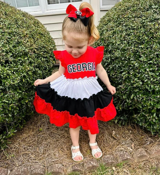 Red and Black Colorblock Dress