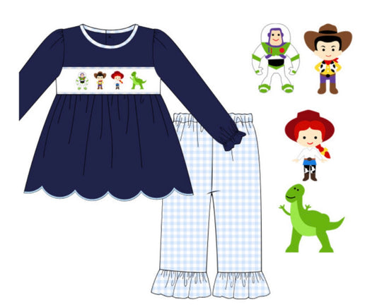 Smocked Toy Friend Girl Pant Set