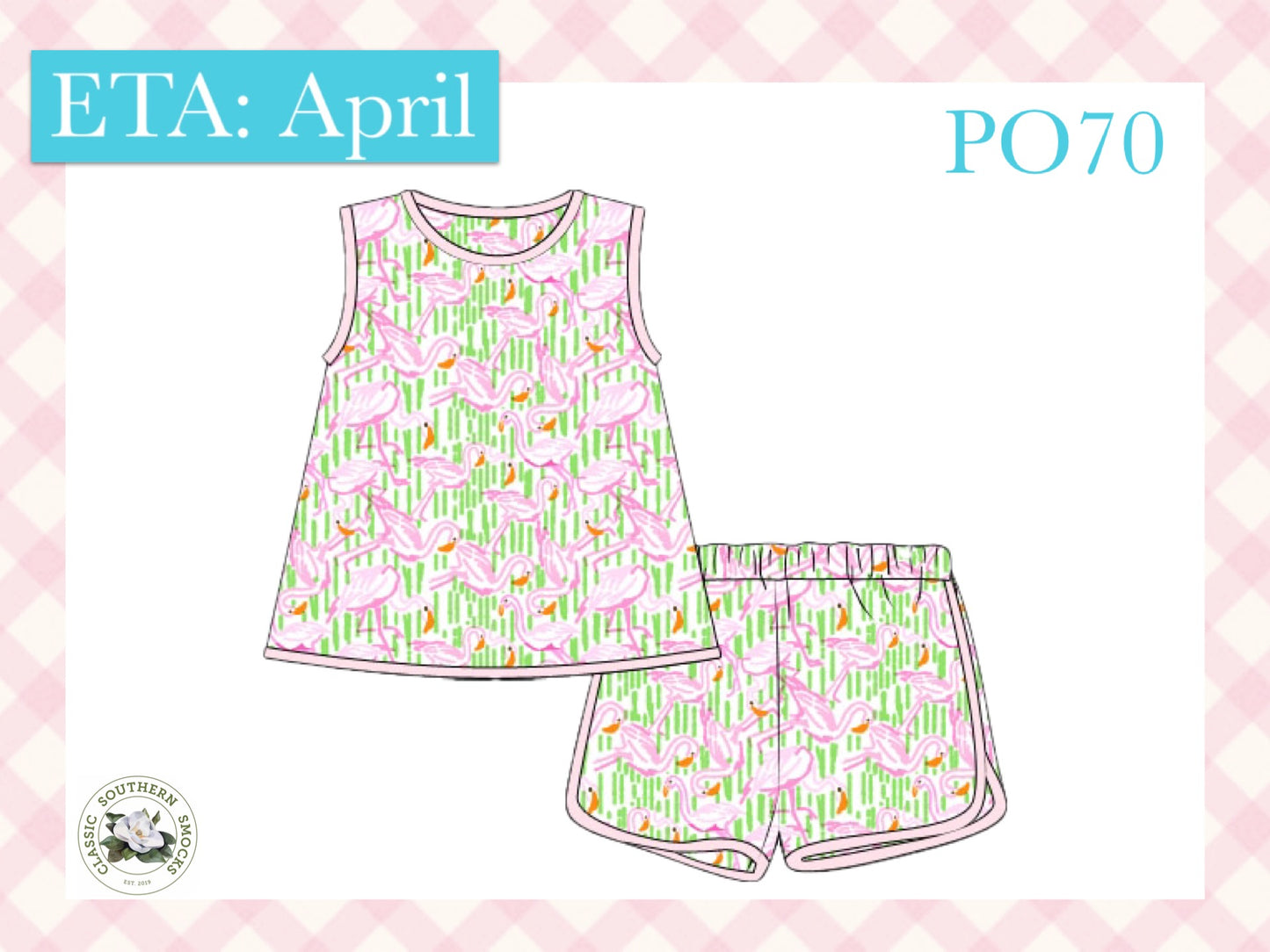 PO70 Flamingo Print Girl Short Set