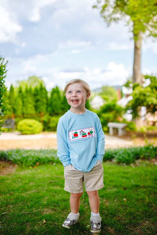 Construction Christmas Smocked Boy Shirt