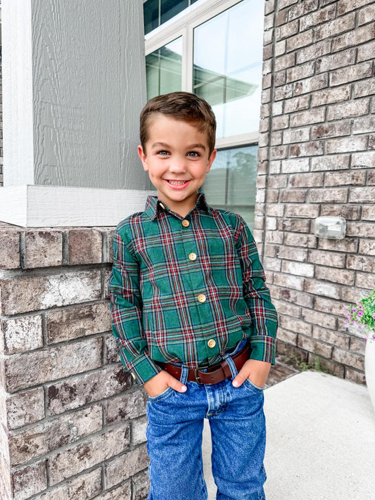 Christmas Tartan Button Down Shirt