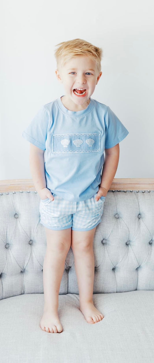 Smocked Seashell Boy Short Set