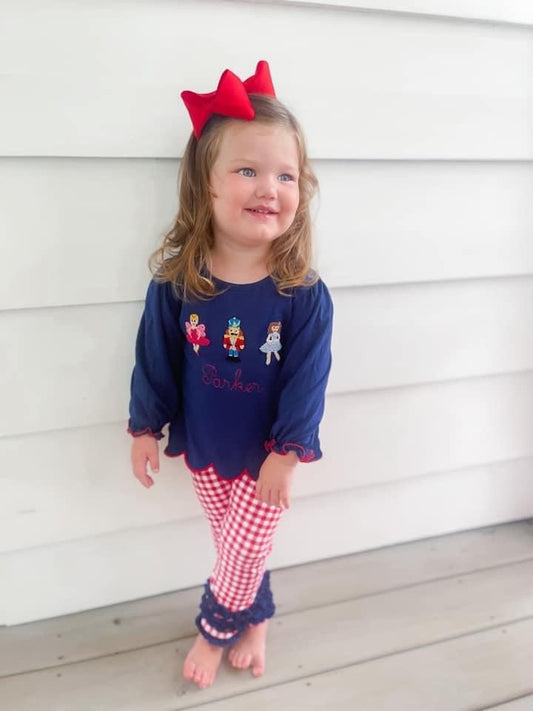 French Knot Nutcracker Girl Pant Set