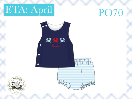 PO70 French Knot Crab Boy Diaper Set