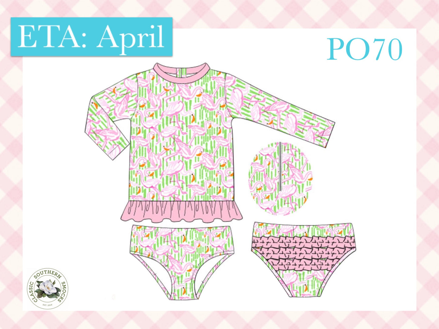 PO70 Flamingo Print Girl Rashguard Set