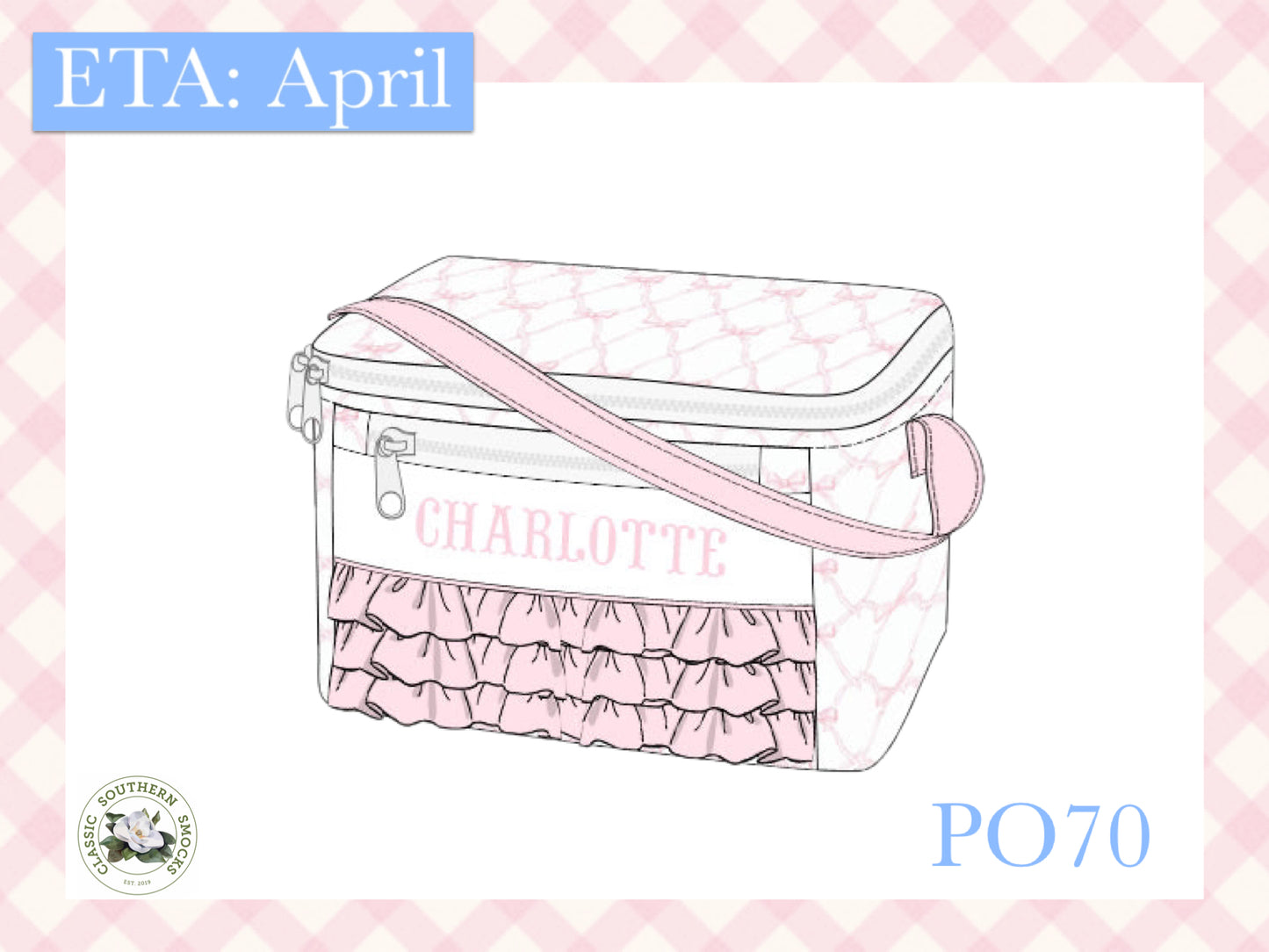 PO70 Name Smock Blushing Bows Lunchbox