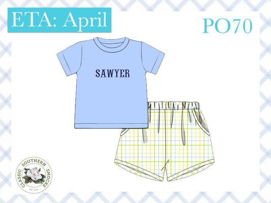 PO70 Summer French Knot Boy Short Set