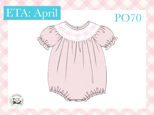 PO70 Swiss Dot Bow Smocked Bubble