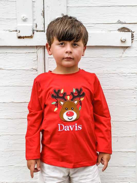 Boy Reindeer Applique Shirt