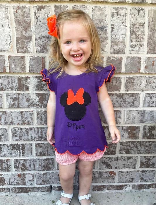 Halloween Mouse Applique Girl Shirt