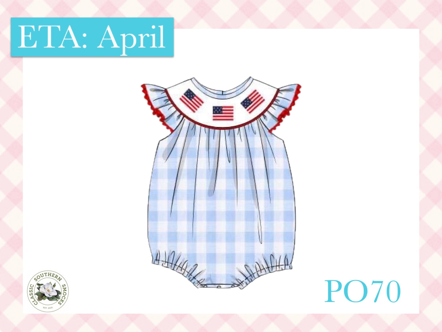 PO70 Flag Smocked Girl Bubble