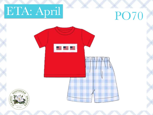 PO70 Flag Smocked Boy Short Set