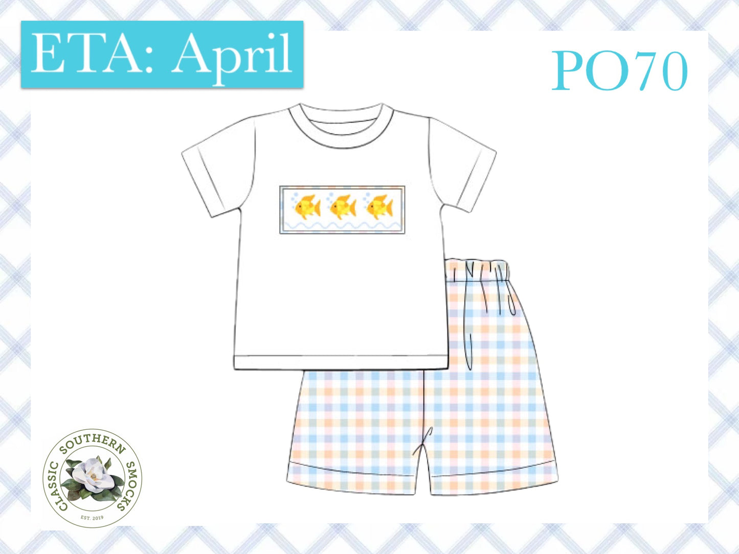 PO70 Smocked Fish Boy Short Set