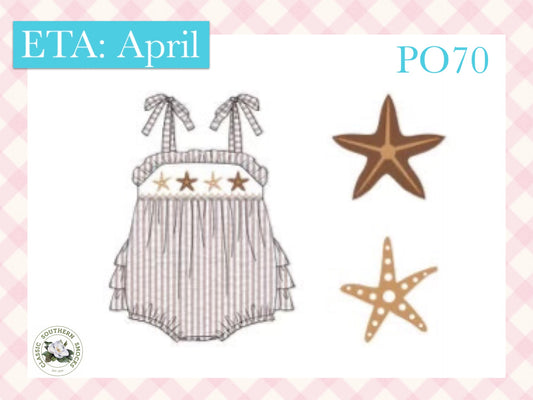 PO70 Seersucker Starfish Smocked Girl Bubble