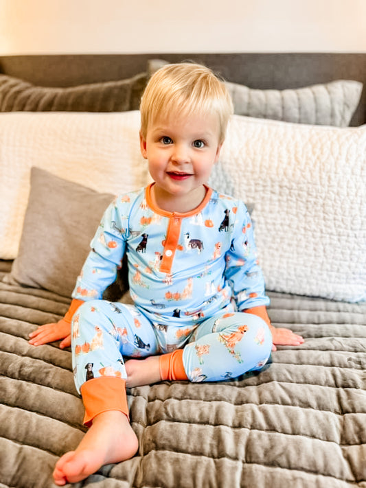 Puppies and Pumpkins Boy Two Piece Classic Cozy
