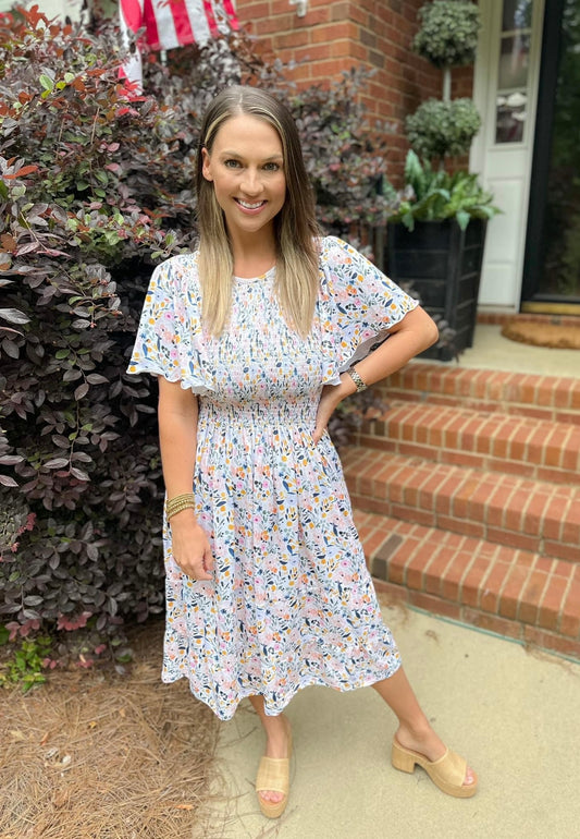 Fall Gold Floral Mom Dress