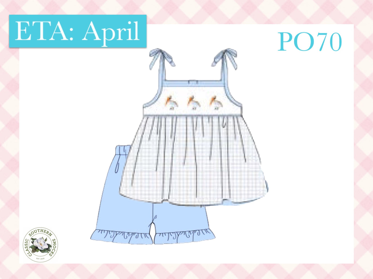 PO70 Pelican Smocked Girl Short Set