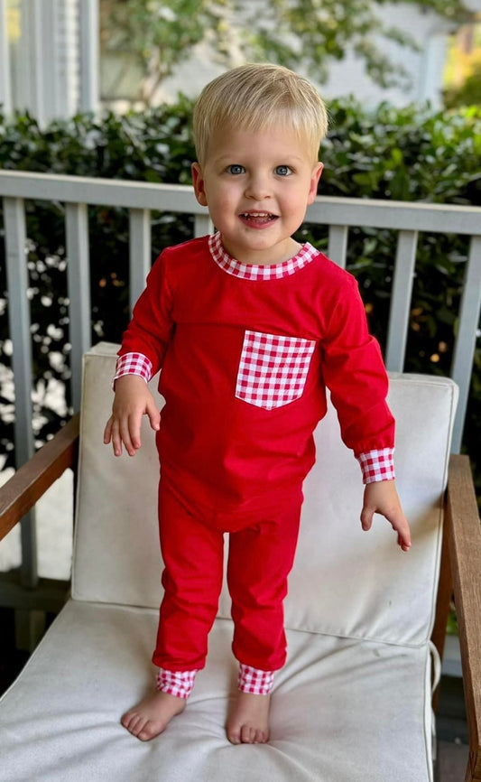 Red Booty Flap Two Piece Boy Classic Cozy