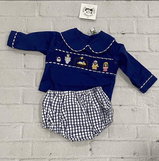 Smocked Nativity Boy Diaper Set