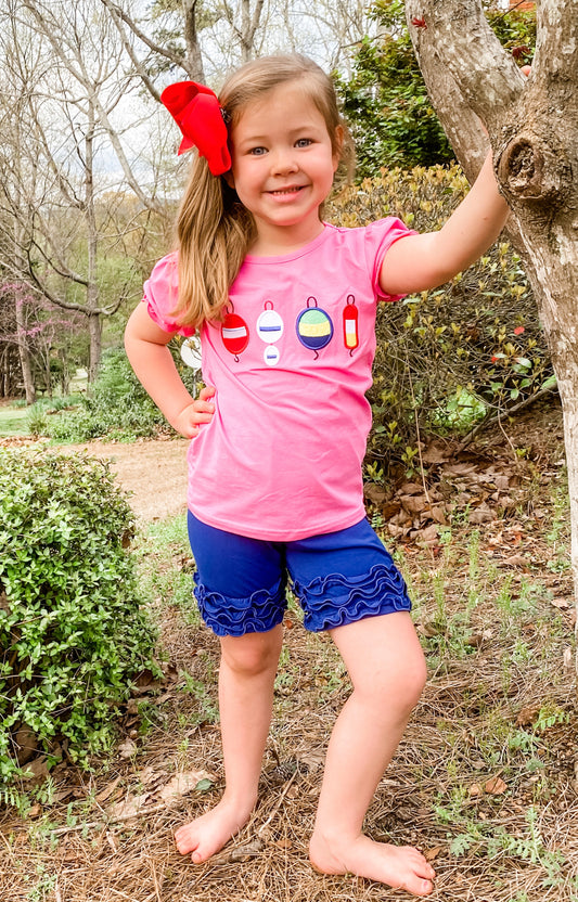 Navy Ruffle Shorts