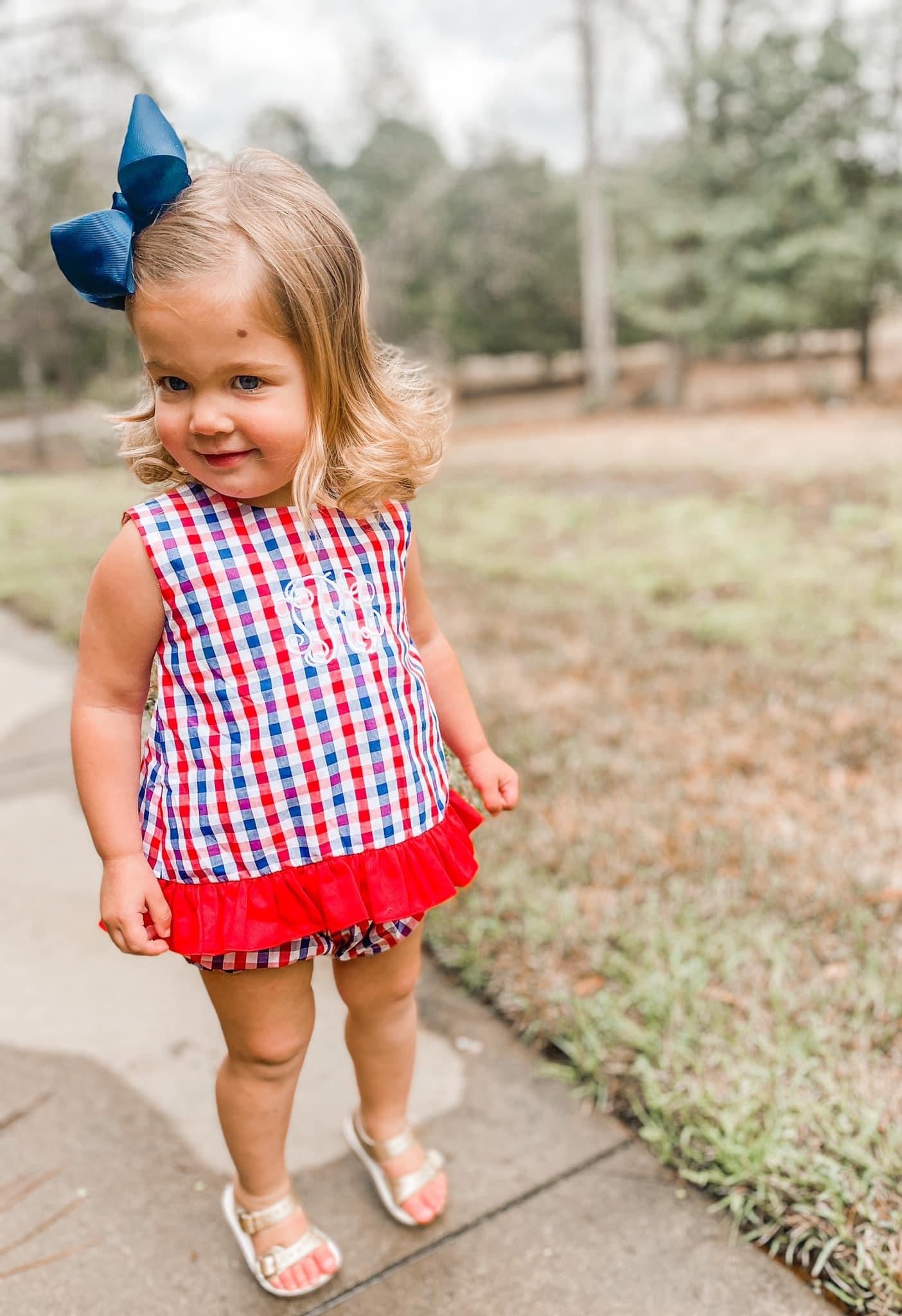 Red, White, and Blue Checked Bloomer Set