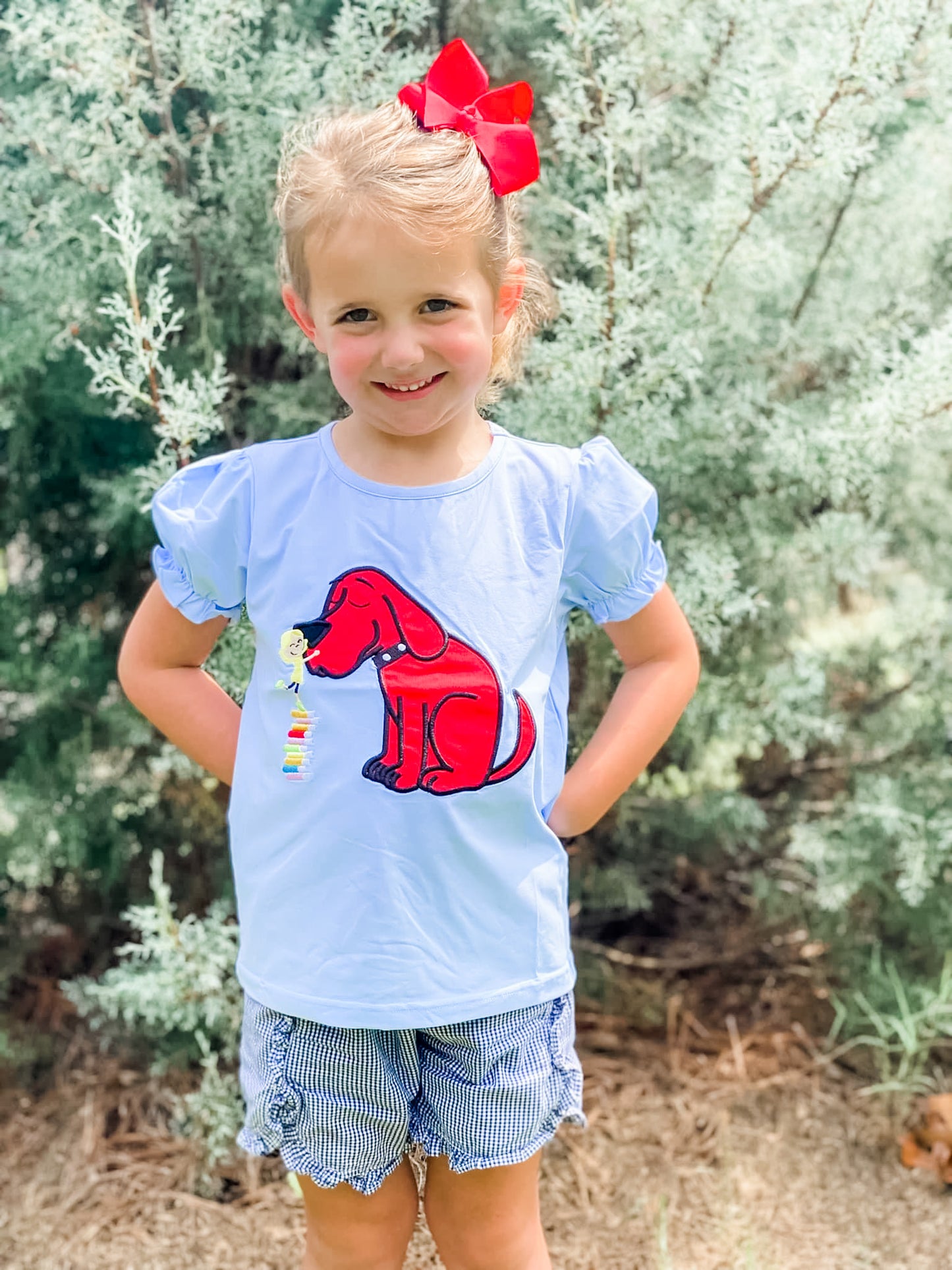 Girl Big Red Dog Shirt