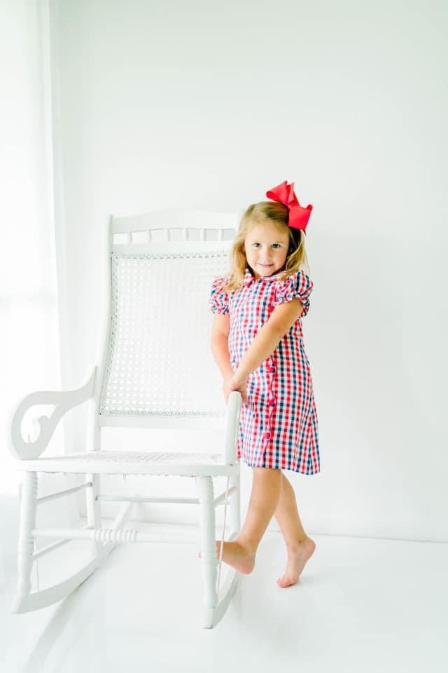 Red, White, and Blue Checked Dress